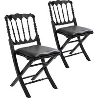 Mob Event Pro – Lot de 2 chaises pliantes noires en hêtre vernis – Galette amovible – Usage intensif intérieur/extérieur – Dimensions 62 x 42 x 83,5 cm