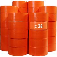 Tecplast – Lot de 36 rouleaux de ruban adhésif toilé orange 50 mm x 33 m – Résistant à la traction et au déchirement – Pour bâches et câbles