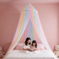 Colorful Girls Bed Canopy Princess Mosquito Net Bedroom Hanging Bed Net Play Tent For Kids Nursery Room Net for Single/Double Bed, 250cm Height, Ceiling Hook Included
