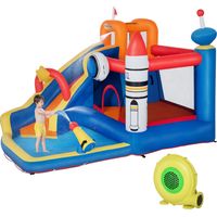 Gioco Gonfiabile per Bambini 3-8 Anni a tema Spazio con Borsa, 11 Paletti e Toppe Inclusi, 340x270x227 cm