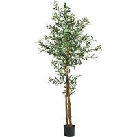Olivo artificiale 175 cm, Pianta decorativa con Foglie e Olive realistiche per soggiorno, camera da letto o ufficio