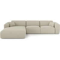 Canapé angle gauche convertible 5 places en tissu tramé beige MYRA