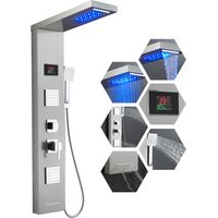 Rovogo – Colonne de douche hydromassante sans batterie – 5 modes avec affichage LED – Douche pluie, cascade, jets massage – Acier inoxydable