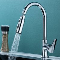 Douchette Évier Cuisine - 3 Modes Flux Pulvérisation Pause - Tête Rotative 360° avec Aérateur - Adaptateur Universel pour Robinet - 1 Pièce