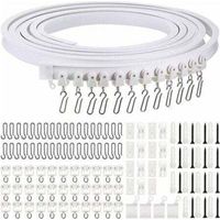 Rail de rideau souple incurvé 5m – Crochets en métal – Supports de plafond amovibles – Pour rideaux lourds et angles variés