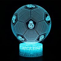 Lampe de table tactile LED 3D Real Madrid, effet football, 7 couleurs, décoration pour chambre ou maison