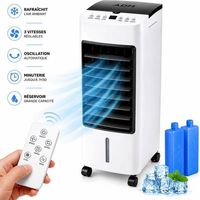 Rafraîchisseur d’air 3 en 1 4 L 65 W – Ventilation, humidification, rafraîchissement – Oscillation automatique – Télécommande incluse
