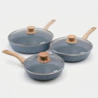 3-teiliges Set aus antihaftbeschichteten Aluminium-Pfannen mit Deckel Pierre Gourmet