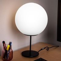 Tischleuchte Beistelllampe Nachttischlampe Schlafzimmerleuchte Wohnzimmerlampe, Metall Glaskugel, 1x E14, H 41,5 cm