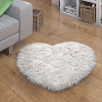Paco Home Alfombra Piel Sintética Cojines Corazón Redonda Diferentes Formas Blanco 80x75 cm Forma de corazón