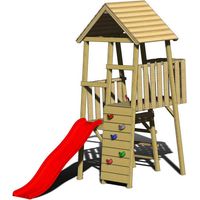 Wendi Toys Tour de jeux en bois Lapin incl. toboggan et mur d'escalade Nature 260x110x270 cm