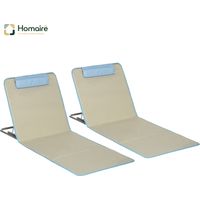 HOMAIRE Set de 2 transats pliables avec oreillers, réglables en hauteur, en acier, beige, avec sac de transport
