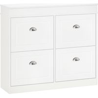 HOMCOM Armoire à Chaussures Meuble à Chaussures Rangement dim. 98L x 24l x 83H cm 4 Portes abattantes Double Niveau MDF Blanc
