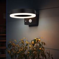 Solarlampe Wandleuchte Außenwandlampe Bewegungsmelder Haustürlampe schwarz LED