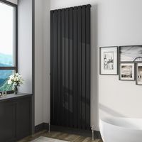Biubiubath Black Flat Panel Radiator Central Heating Vertical Single Desinger 1800x680mm
