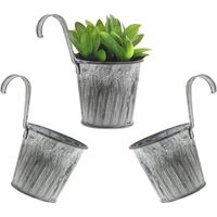 Sollbry Pots de Fleurs à Suspendre en Métal 3 Pièces Pot a Suspendre Pot de Fleur en Fer avec Crochet Balcon à Suspendre Pots avec Crochet pour Jardin Balcon Clôture Décoration 11.5cm