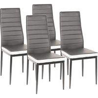 12er-Set Küchenstühle, romanischer Esszimmerstuhl, Küche mit hoher Rückenlehne, PU, Grau