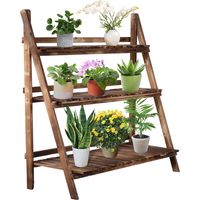 Portapiante Pieghevole Portavasi di Abete con 3 Livelli Scaffale da Esterno per Piante Portafiori 100x37x93cm