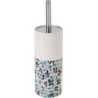 Brosse WC céramique blanc et bleu floral