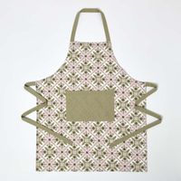 HOMESCAPES Green & Pink Retro 100% Cotton Apron