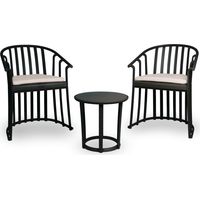 Fauteuils coussins et table Raff Resol plastique noir (Lot de 2+1)