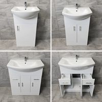 Designer Bathroom Vanity Basin Sink Unit Storage White Gloss Various Sizes, 450mm-with Tap/Waste