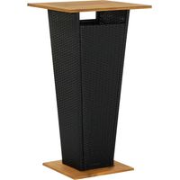vidaXL Bar Table Black 60x60x110 cm Poly Rattan and Solid Acacia Wood