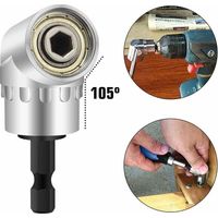 2 Pièce Perceuses à Angle Droit Adaptateur coudé Pilote et Tournevis Drill Attachment Avec Porte-Embout Magnétique Changement Rapide Hex 6mm de 1/4- inch Perceuse