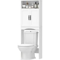 Armoire sur WC 2 portes silence estante ouvert 64x21x173.5 cm Blanc