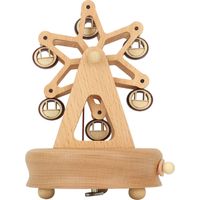 Boîte à musique manuelle en hêtre avec manège, cadeau idéal pour Noël, anniversaire ou Saint-Valentin, modèle à fond rond