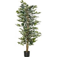 HOMCOM Pianta Artificiale di Ficus Alta 150cm da Interno ed Esterno con Vaso
