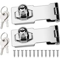2pcs 90 Degree Hasp Lock Rotation Knob Metal Locking with Key for Doors Cabinets Cupboard Drawer Gate Cord with Lock for Shed Doors Boxes Furniture