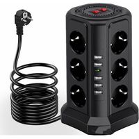 KZQ – Multiprise électrique 12 prises CA et 5 ports USB – Protection surtension 1500J – Câble 2m en PC ignifuge – Interrupteurs indépendants