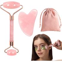 2 Pièces Gua Sha et Rouleau Résine,Gua Sha Visage RésineRose Corps,Guasha pour Visage,Gua Sha Rose Corps,Outil de Massage Facial Gua Sha,Pierre Chaude Massage Pour Les Femmes Anti-Rides et Anti Age