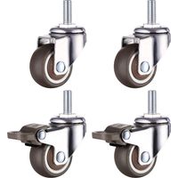 M10 Threaded Stem Rubber Heavy Duty Swivel Caster For Hand Trolley, Work Tables, Furniture Wheels, 2 Inch, Thread Diameter: 10Mm, Length 25Mm, 2Pcs With Brake + 2Pcs Without Brake