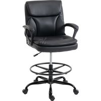 Silla de oficina ergonómica, silla de dibujo regulable en altura, reposapiés ajustable, 61 x 61 x 108 cm, negra.