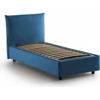Talamo Italia Lit simple Clarissa, Lit conteneur avec revêtement en tissu, 100% Made in Italy, Ouverture frontale, convient pour matelas 80x190 cm, Bleu, avec emballage renforcé