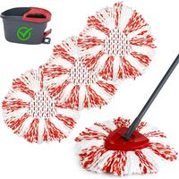 3 PCS Balai Serpillère Microfibre Remplacement Compatible avec Vileda 3in1 Turbo EasyWring&Clean Spin Mop System (Rouge)