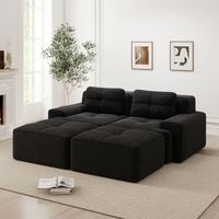 Canapé nuage modulaire sans structure, canapé en U confortable en velours côtelé, canapé modulaire avec ottoman, canapé modulaire 2 places, canapé 2 places à assise profonde pour salon, canapé sans mo