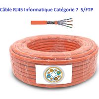 AR – Câble RJ45 catégorie 7 S/FTP 100m – 4 paires blindé cuivre – Installation réseau informatique logement – Câble monobrin sans halogène