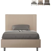 Letto una piazza e mezza con rete imbottito 120x190 similpelle tortora Goya