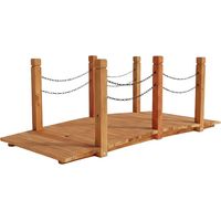 Wooden Garden Bridge - Arched, Chain Railing, Weatherproof