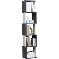 Libreria Moderna Salvaspazio a 5 Ripiani , 33x28x161cm, Grigio e Bianco