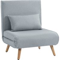 Fauteuil convertible 3 en 1, fauteuil convertible une place avec dossier réglable 5 positions, revêtement en tissu avec coussin, gris