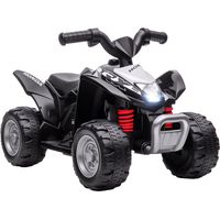 Quad elettrico per bambini, velocità massima 2,8 km/h, fari a LED, per bambini da 1,5 a 3 anni, colore nero, dimensioni: 65,5 x 38,5 x 43,5 cm.