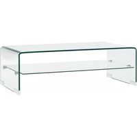 Vidaxl – Table basse fixe en verre trempé 98x45x31 cm – Épaisseur 10 mm – Avec étagère intégrée – Style contemporain