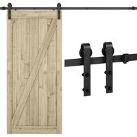 4,92FT/ 150CM Kit de Porte Coulissante en Acier Carbone Quincaillerie Kit de Rail Hardware Porte Coulissante