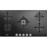 Delonghi – Plaque de cuisson gaz 90 cm 5 feux – Grilles en fonte – Brûleur double couronne puissant – Vitrocéramique haute résistance