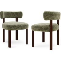 SMARTUE Sillas de comedor, juego de 2, sillas de comedor de madera maciza con diseño sencillo y acogedor, color Verde