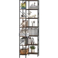 Industrial 7 - tier corner bookshelf with storage shelves, 60 x 60 x 198 cm, rustic brown